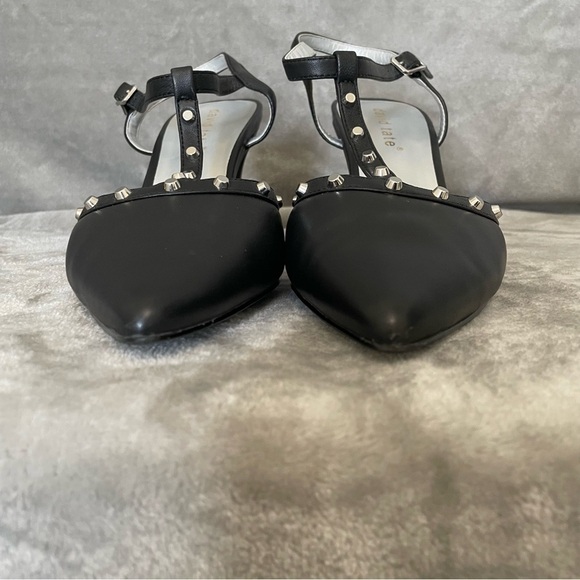 David Tate Valencia Black Kid Studded Black Slingback Leather Pumps Heels Size 9 - Picture 7 of 11